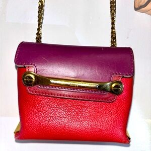 Chloe Tri Color Leather Red Mini Clare Crossbody Micro Nano Bag